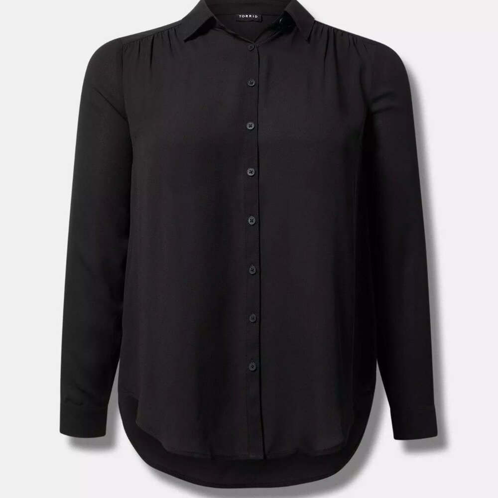 Torrid Black Collared Blouse Button Up Tunic Shirt 5x